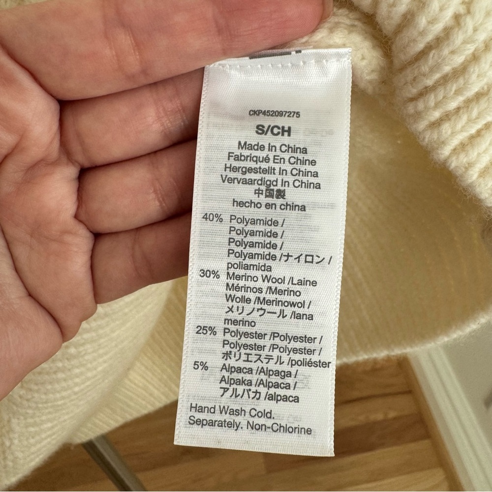 Madewell Cozy Ivory Cream Cable Knit Mockneck Sweater Size Small - Picture 9 of 9
